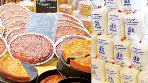 バターが香るガレット・市場に並ぶ様々な塩の写真