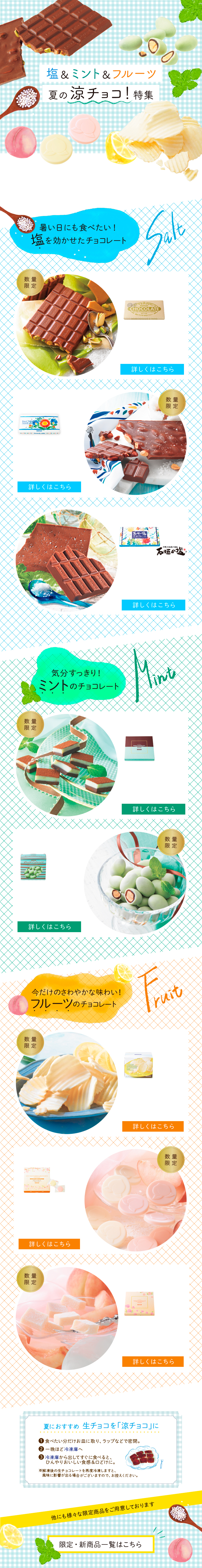 塩＆ミント＆フルーツ 夏の涼チョコ！特集
