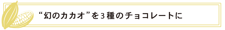 “幻のカカオ”を3種のチョコレートに